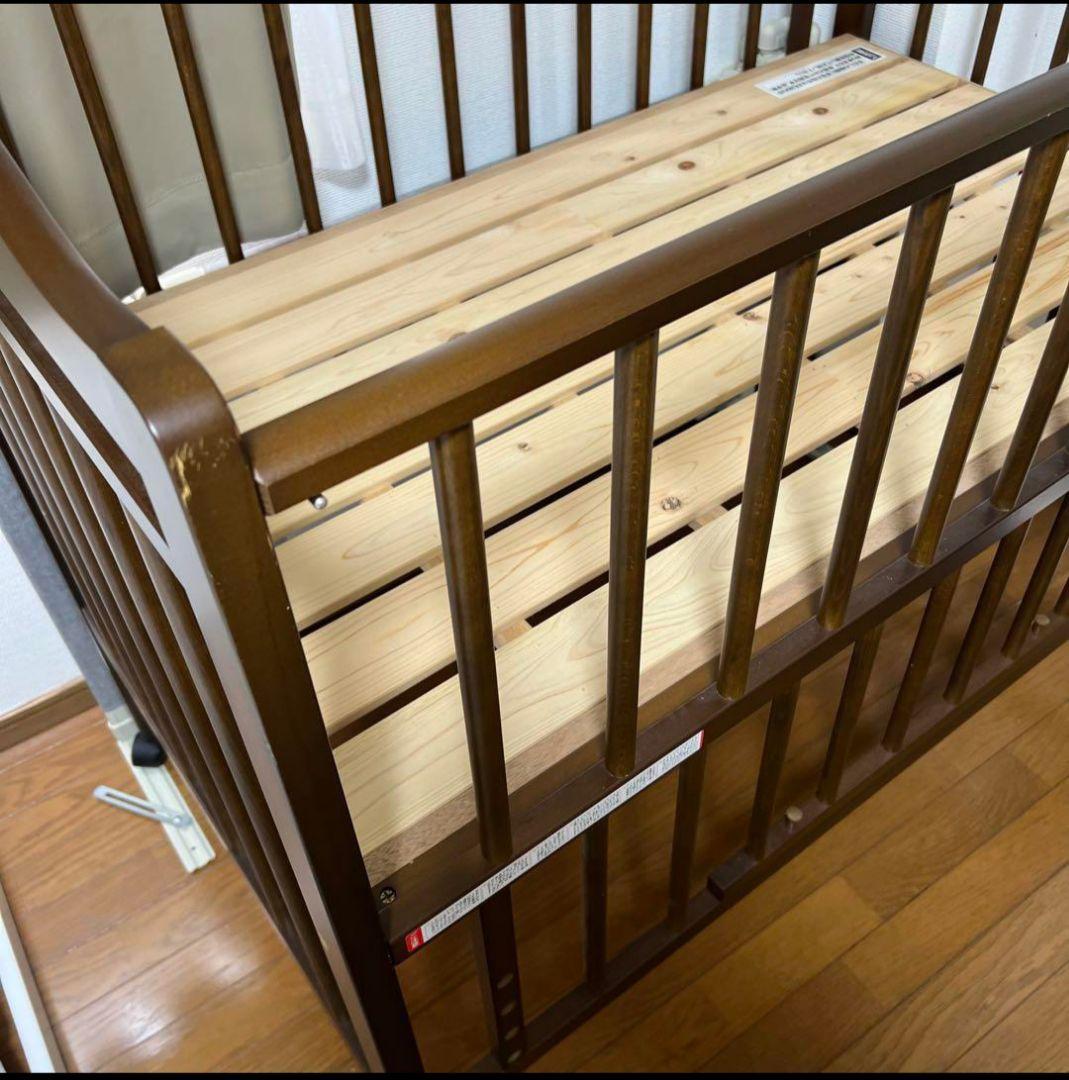 木製ベビーベッド サワベビー EASEすのこハイベッド 収納 キャスター付