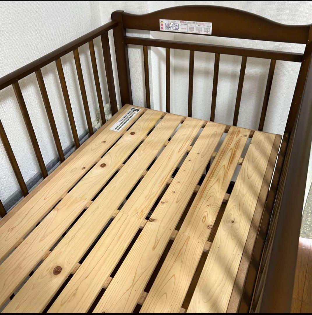 木製ベビーベッド サワベビー EASEすのこハイベッド 収納 キャスター付
