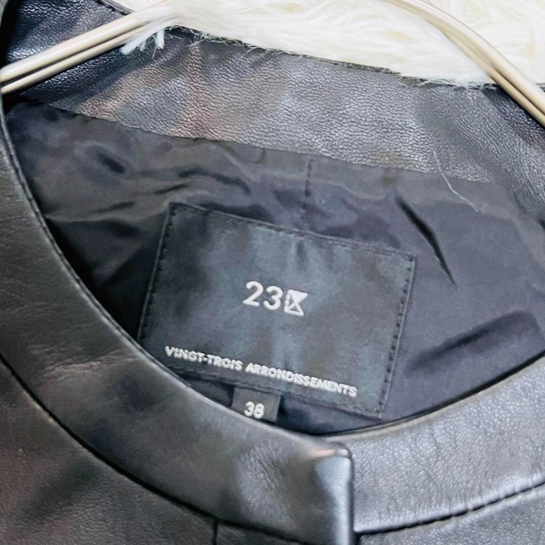 23区 　中村アン着用 ノーカラーレザージャケット Mサイズ　黒　ラムレザー