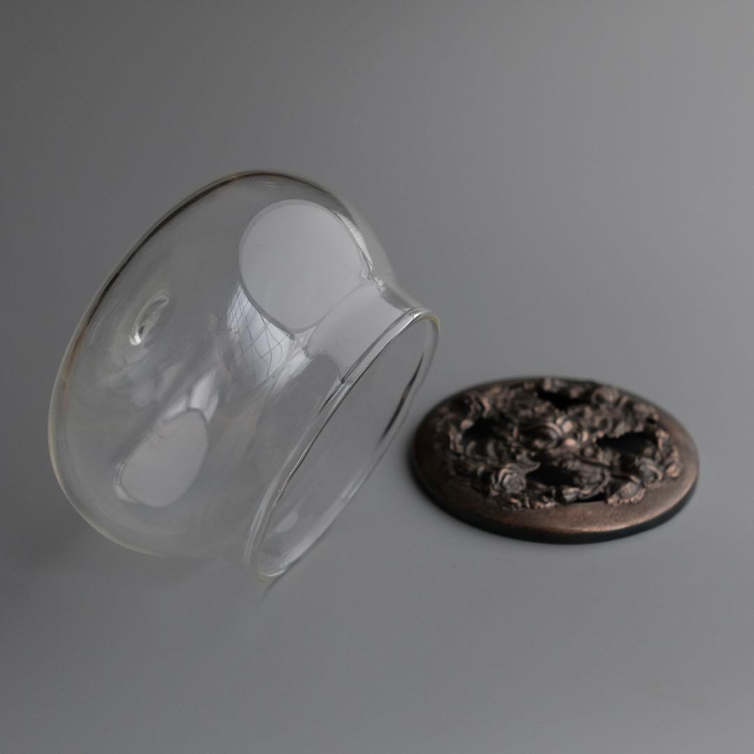 英国アンティーク1920年頃　純銀透かし彫り蓋ガラスポプリジャー 大型サイズ