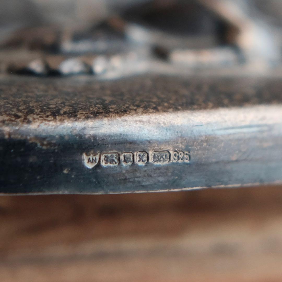 英国アンティーク1920年頃　純銀透かし彫り蓋ガラスポプリジャー 大型サイズ