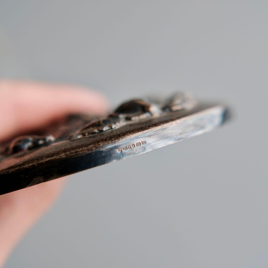 英国アンティーク1920年頃　純銀透かし彫り蓋ガラスポプリジャー 大型サイズ