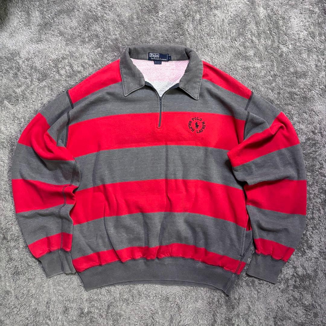 美品【90s】 Polo by Ralph Lauren ハーフジップ ボーダー