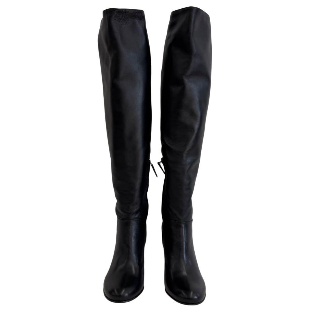 PRADA レザーロングブーツ　ブラック　35 1/2 ブラック 箱付き　美品