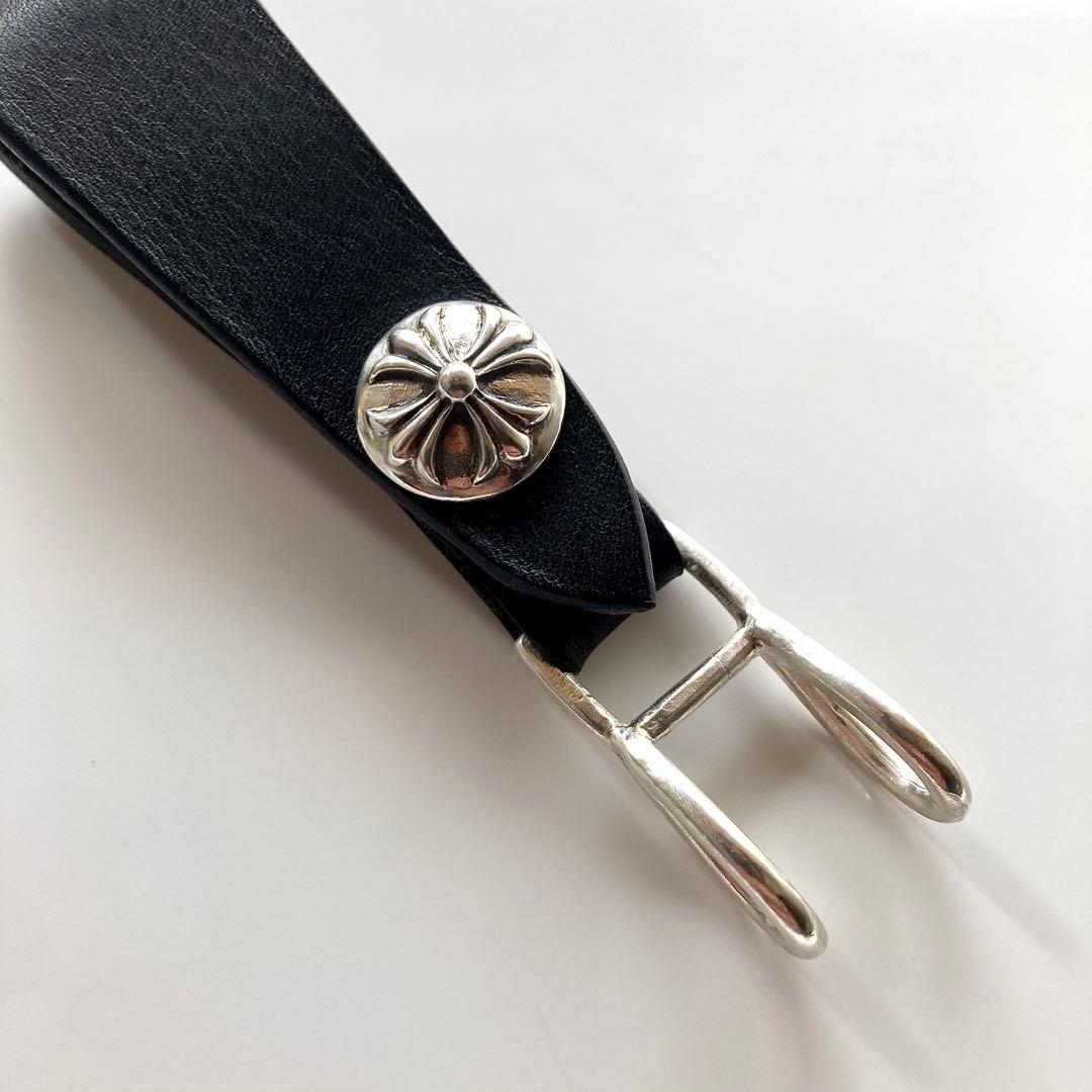 シルバー925 クロスボール　レザーベルト　BWＬ　トラッカーウォレット