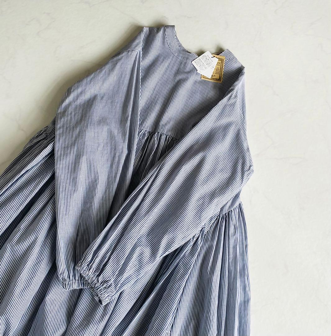 BEARDSLEY 先染め ギャザー チュニック ワンピース ストライプ