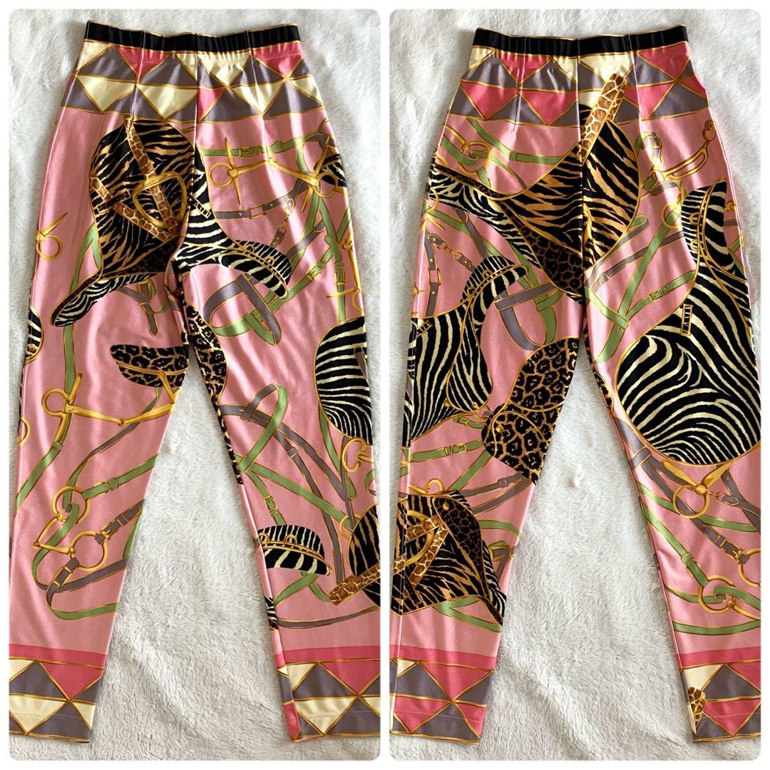 新品 グッチ ストレッチ レギンス パンツ S ピンク マルチカラー