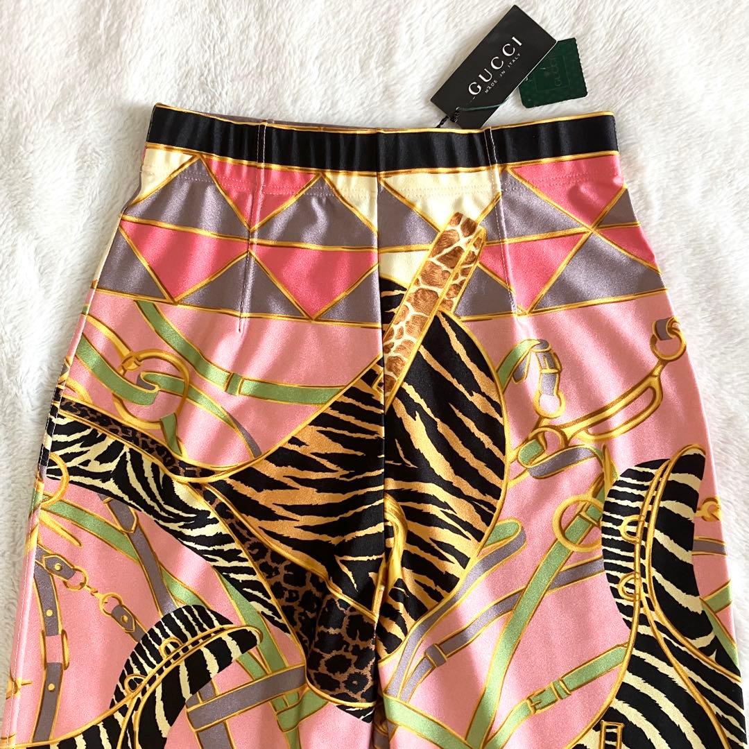 新品 グッチ ストレッチ レギンス パンツ S ピンク マルチカラー