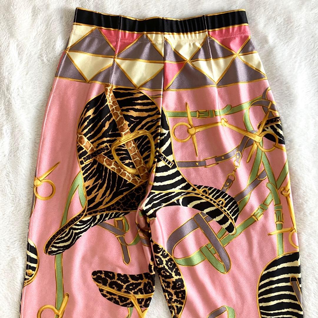 新品 グッチ ストレッチ レギンス パンツ S ピンク マルチカラー