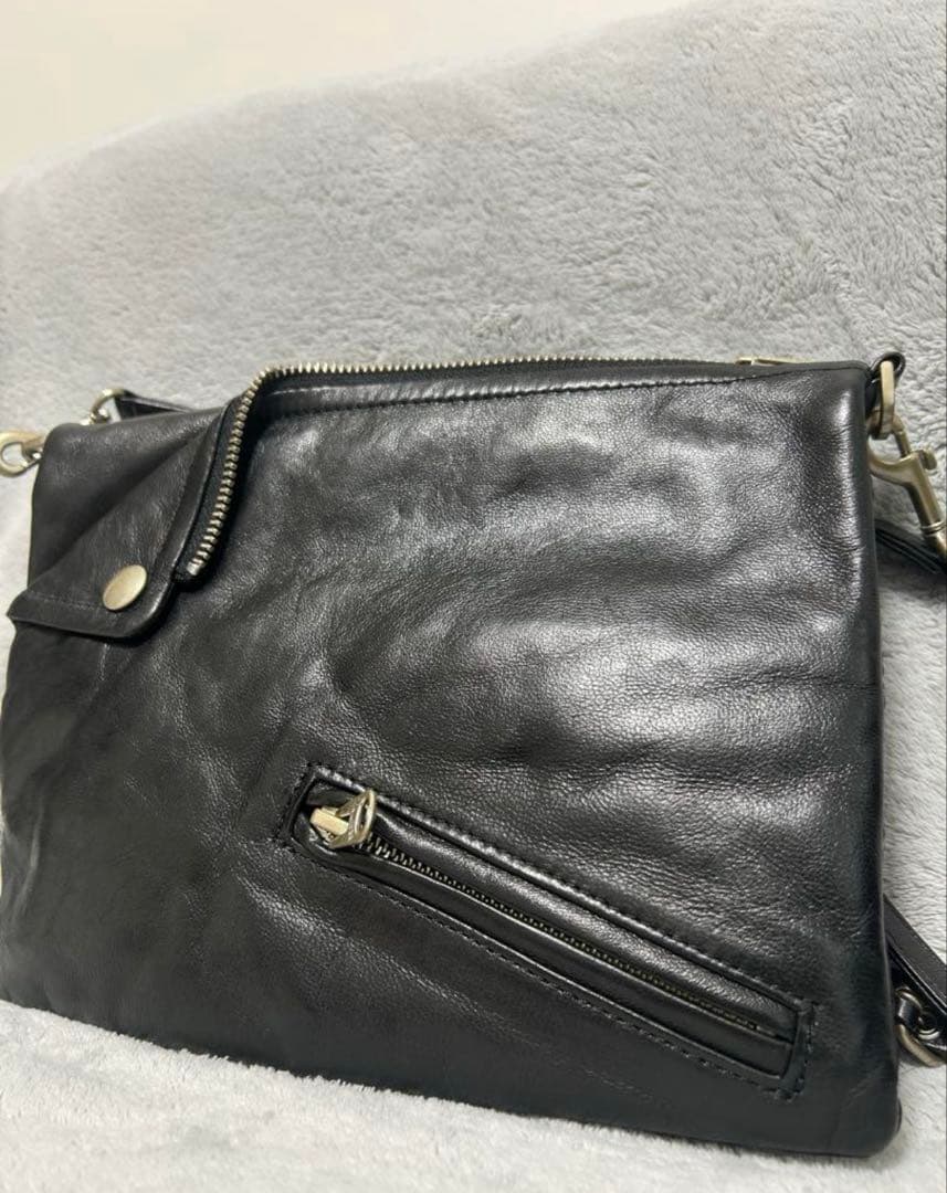 美品✨ ビューティフル ピープル ライダース ダブルクラッチバッグ ブラック