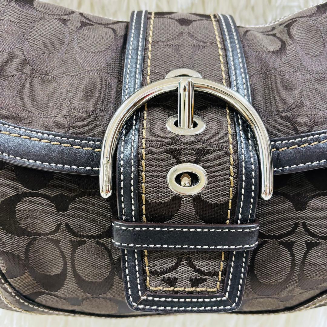 【美品】COACH ソーホー シグネチャー ワンショルダー10297 ブラウン