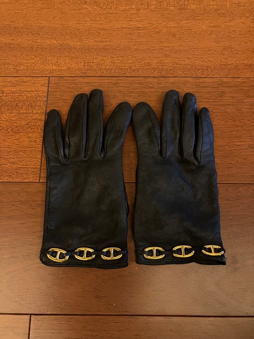 HERMES エルメス　レザーグローブ　ブラック