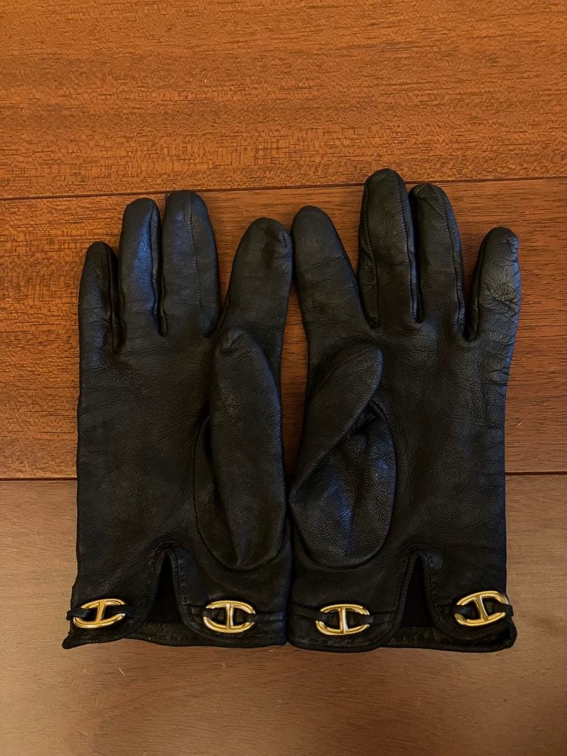 HERMES エルメス　レザーグローブ　ブラック
