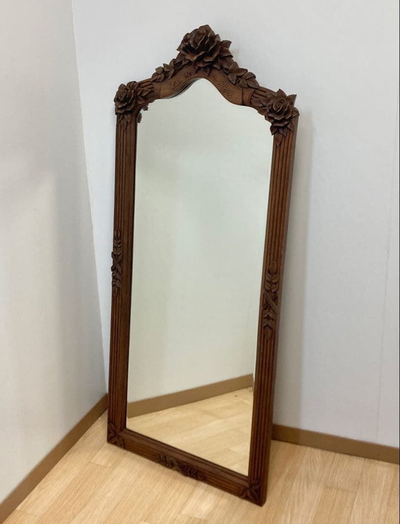 木製フレームスタンドミラー