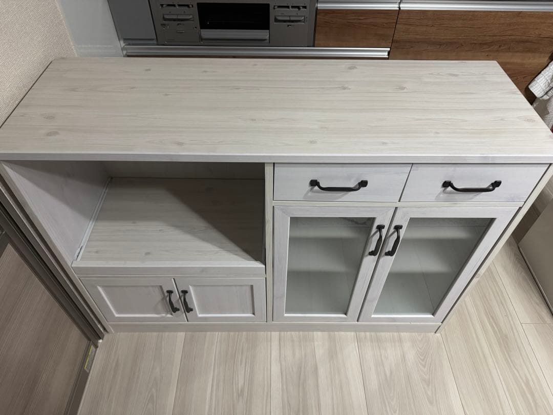 【SESAME】食器棚 レンジ台 キッチンカウンター LUK80-120L