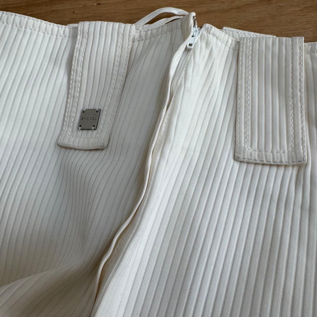 CHANEL シャネル フレアパンツ 01P ホワイト サイズ34 XS