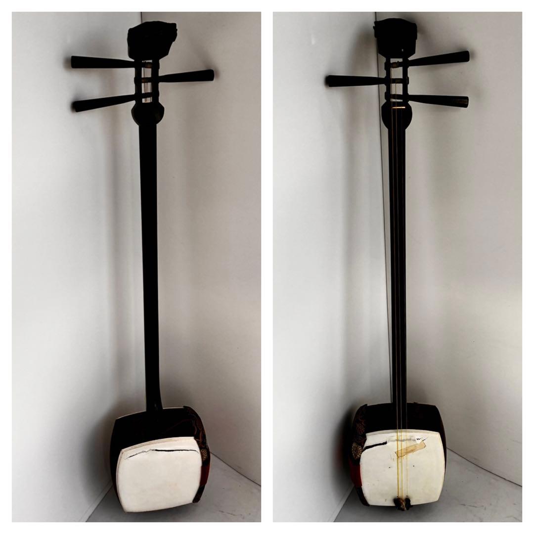 【本体美品】三味線 細棹？ 長唄？ ハードケース 木製バチ 付属品多数