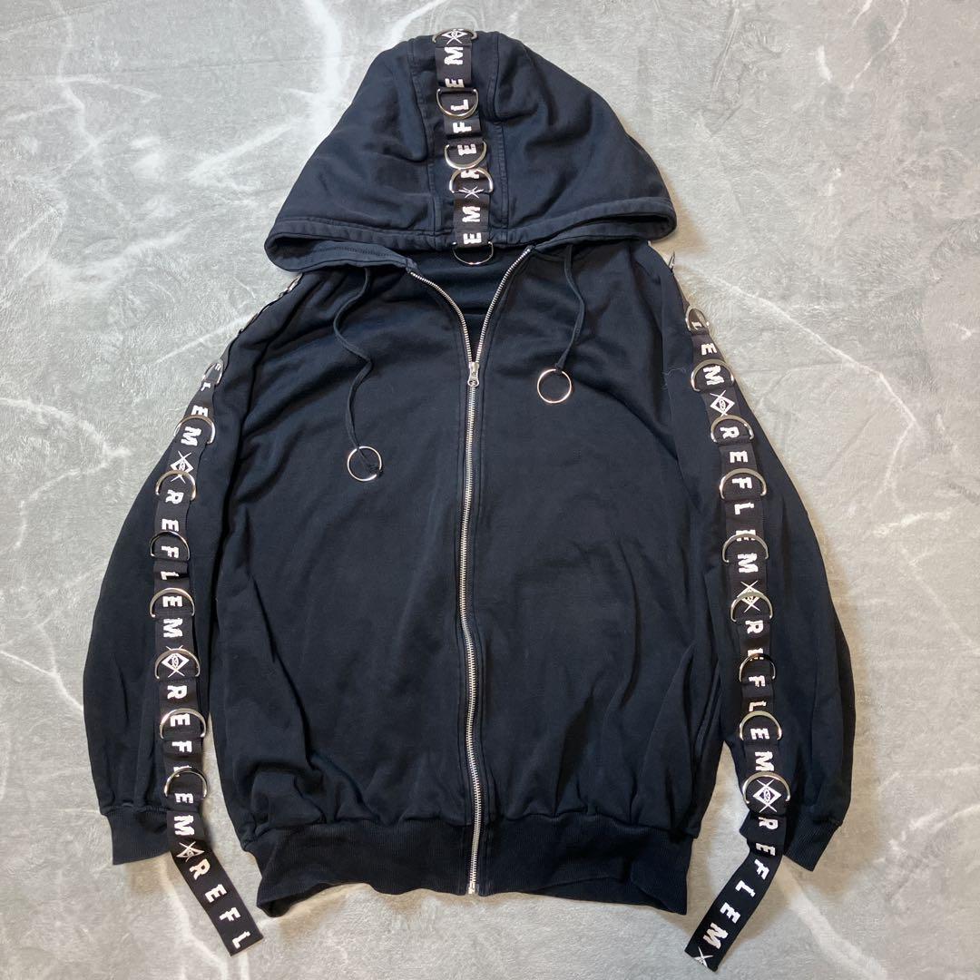 REFLEM レフレム Dリング ロゴテープ ジップアップ パーカー ブラック