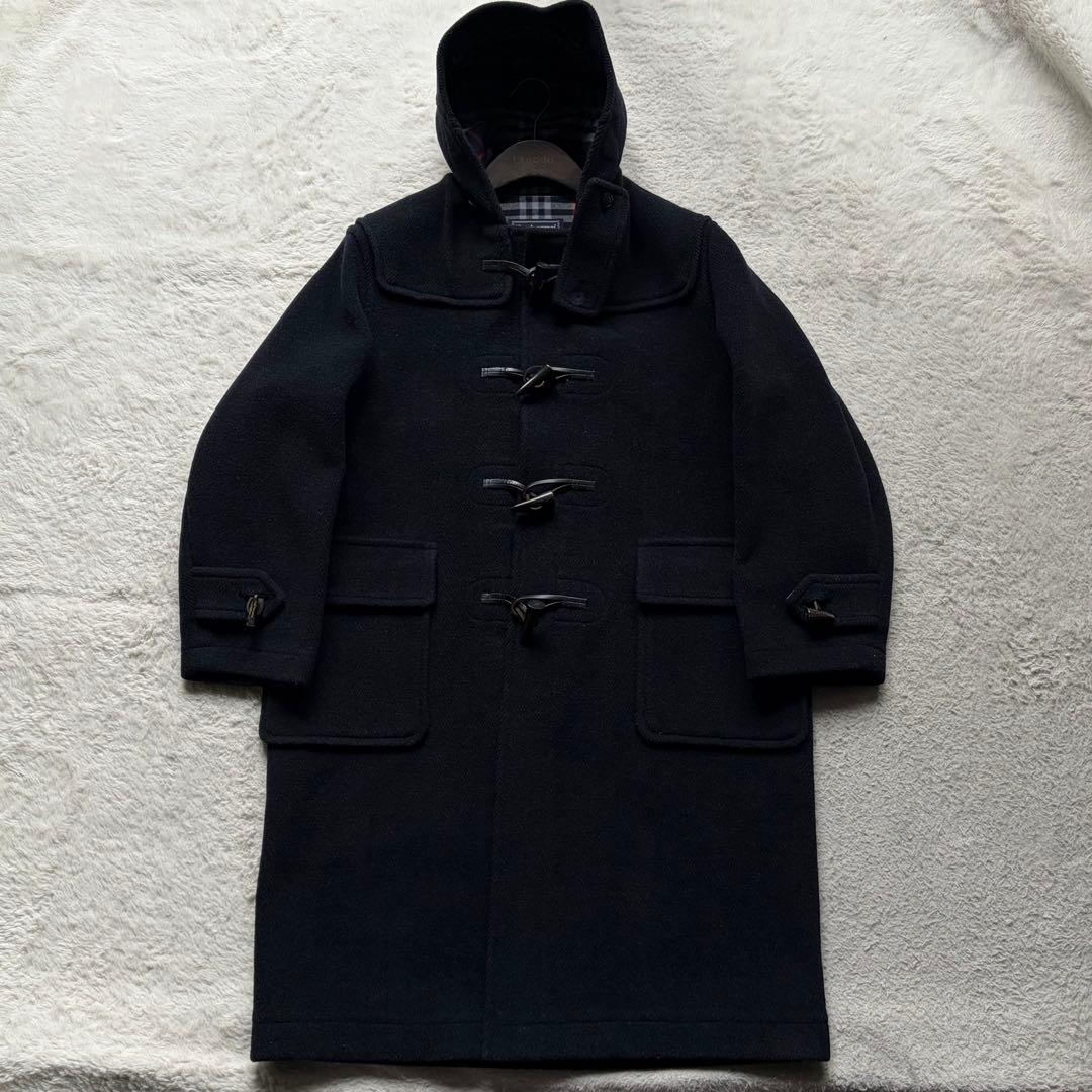 【極美品】バーバリーズ ダッフルコート ヘリンボーン 裏地チェック ネイビー M
