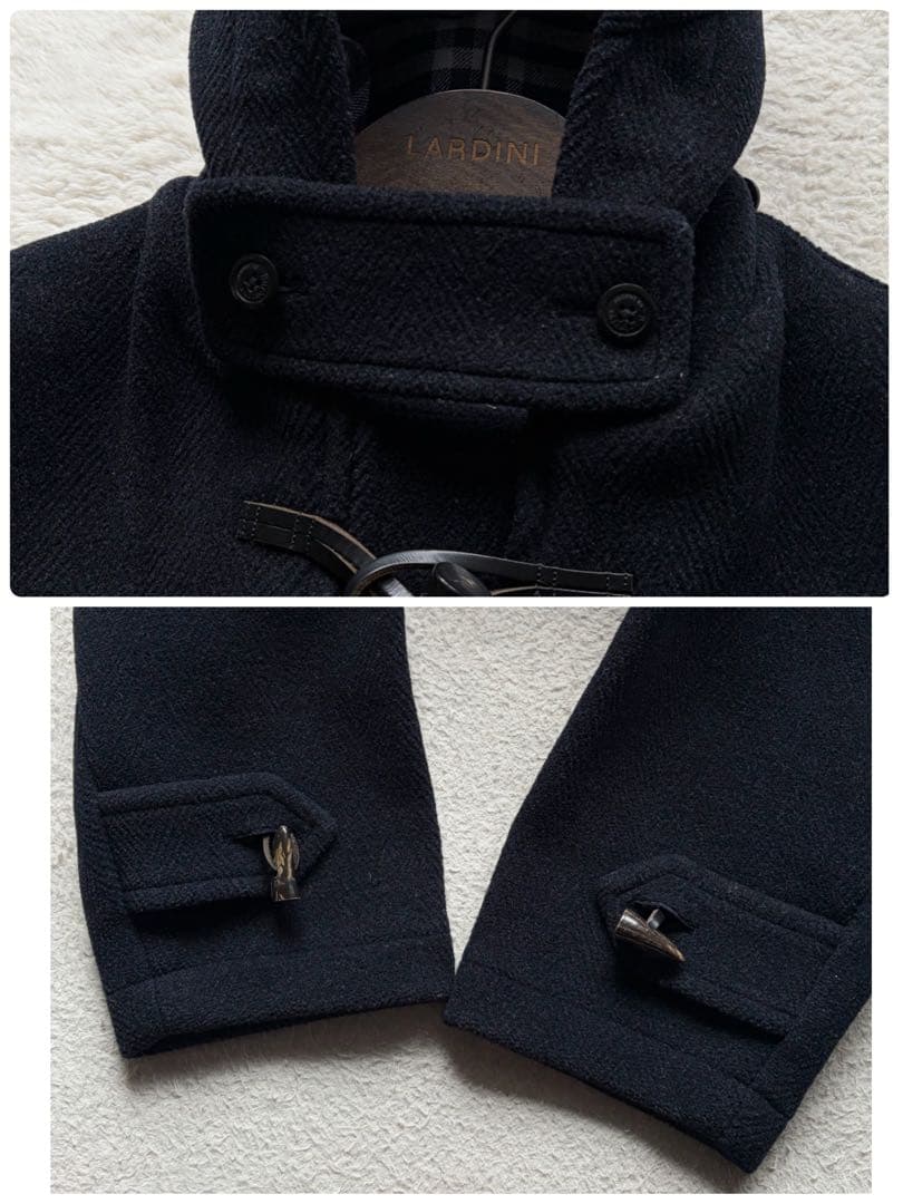 【極美品】バーバリーズ ダッフルコート ヘリンボーン 裏地チェック ネイビー M