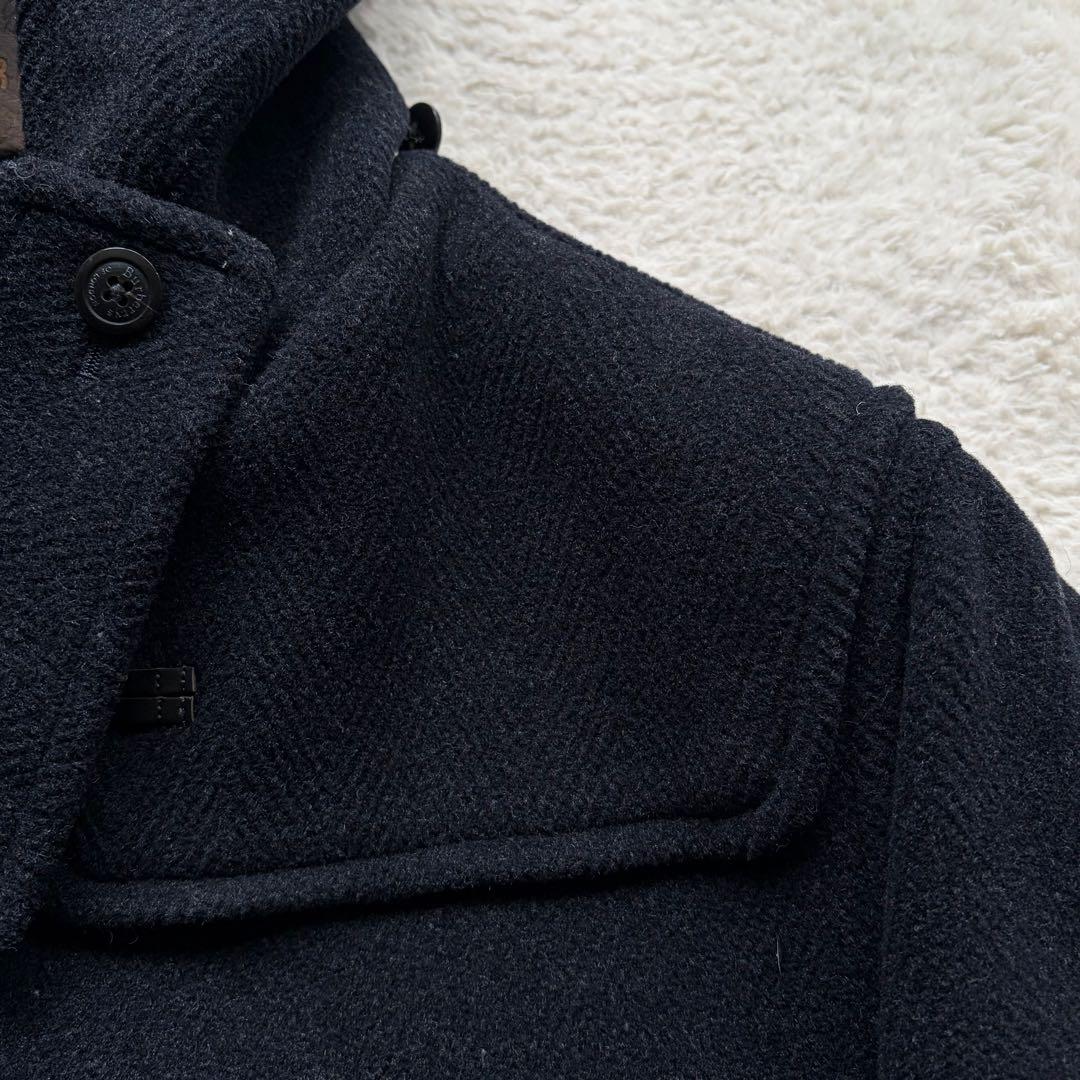 【極美品】バーバリーズ ダッフルコート ヘリンボーン 裏地チェック ネイビー M