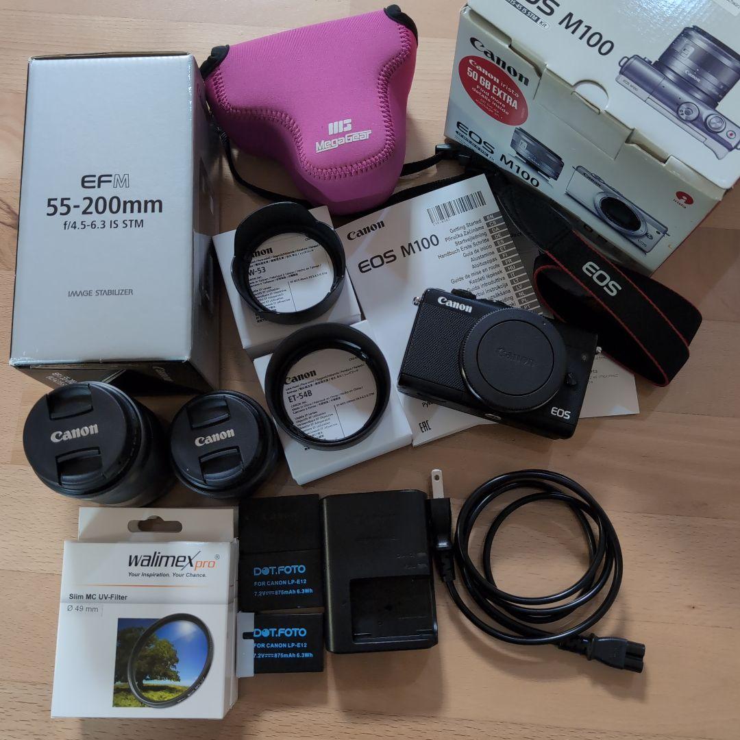 【SALE】Canon EOS M100 ブラック レンズ2種フード フィルター