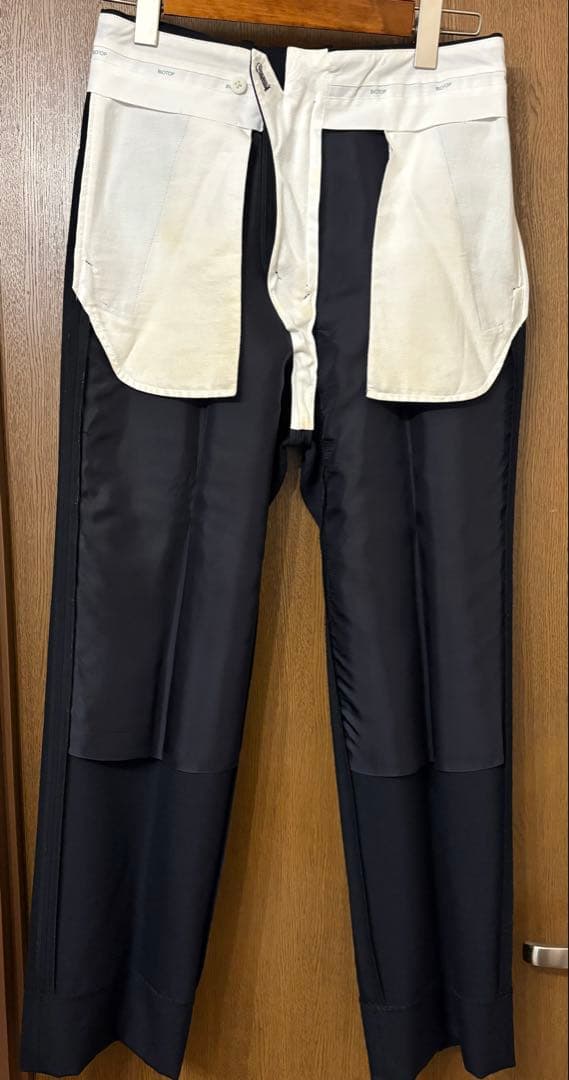 極美品【BIOTOP】ウールストレートスラックス[ネイビー/S]