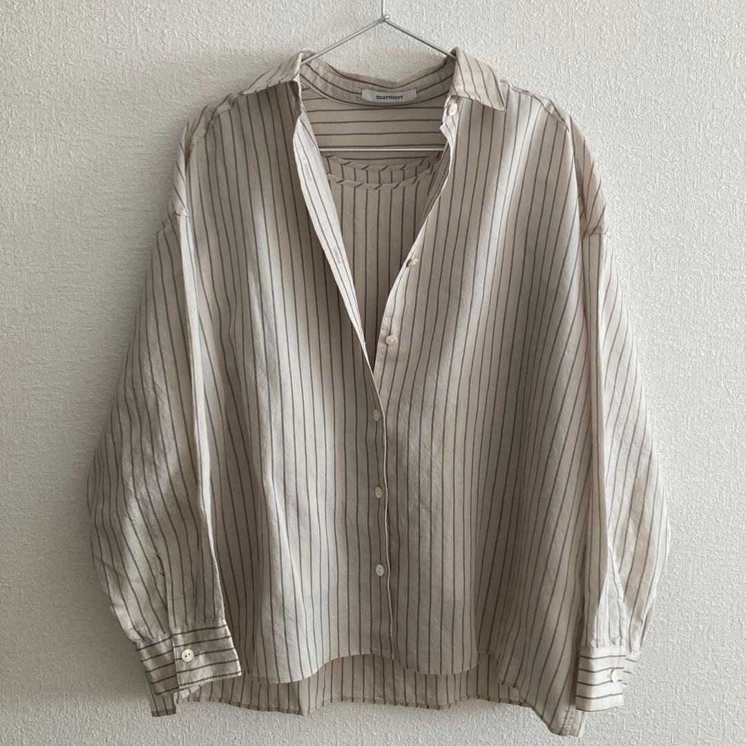 マルモア ストライプシアーシャツ + タンクトップ size 36 ベージュ