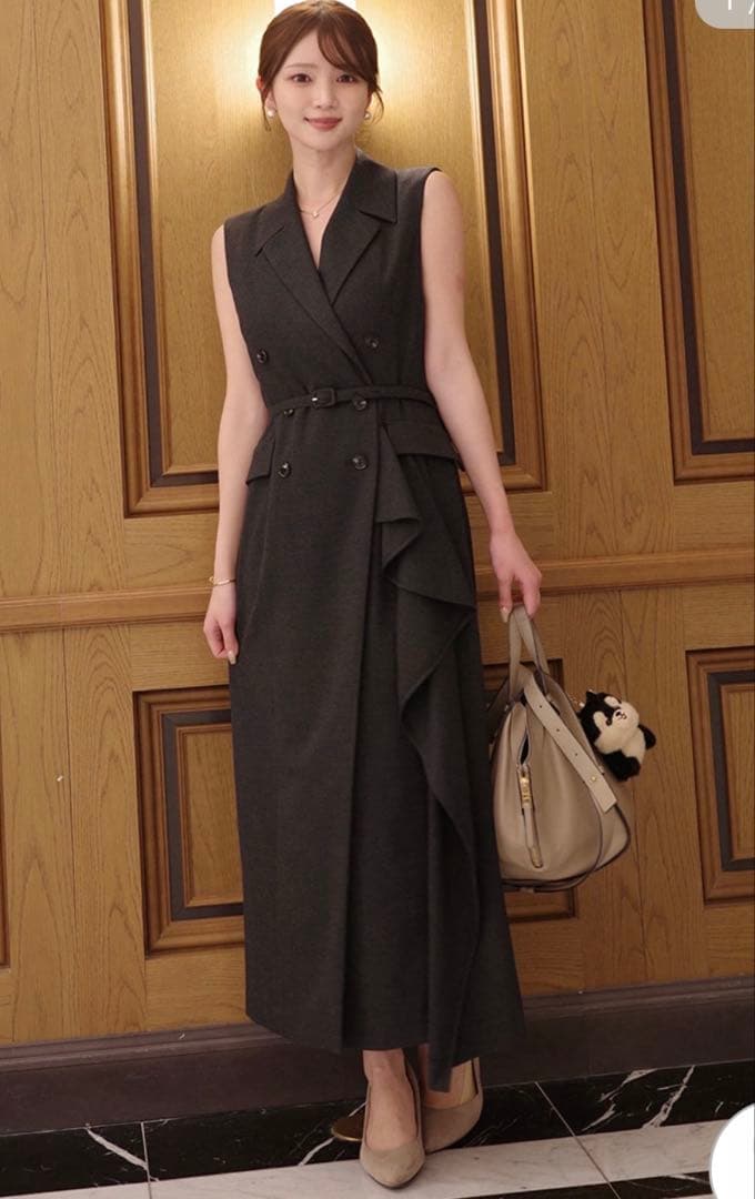 【未使用タグ付き】FRAY I.D ダブルブレストアシメデザインワンピース