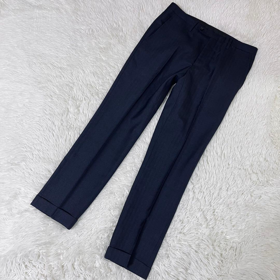 【美品】スーツセレクト 3ピース セットアップ Y4 濃紺 ヘリンボーン柄