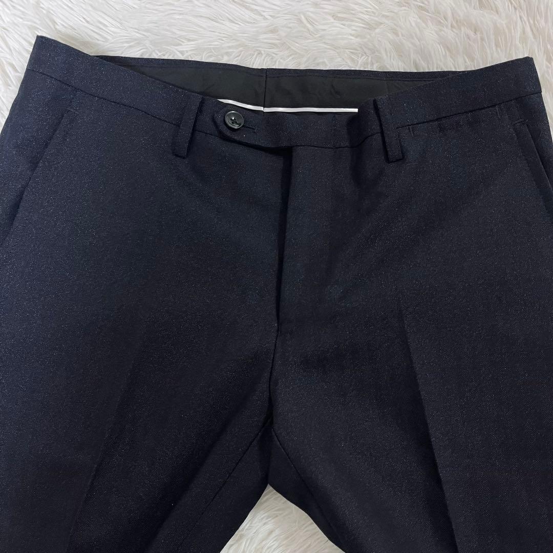 【美品】スーツセレクト 3ピース セットアップ Y4 濃紺 ヘリンボーン柄