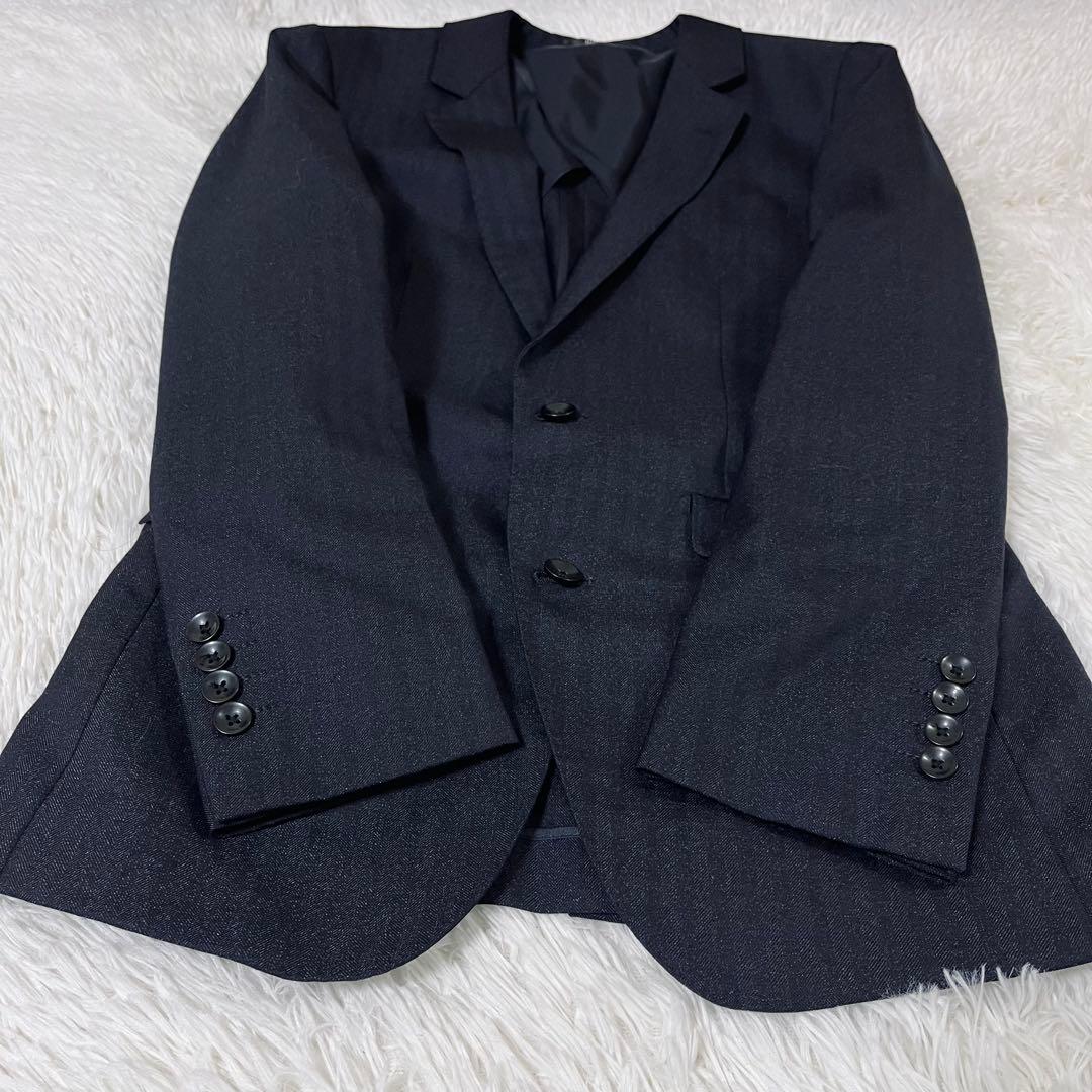 【美品】スーツセレクト 3ピース セットアップ Y4 濃紺 ヘリンボーン柄