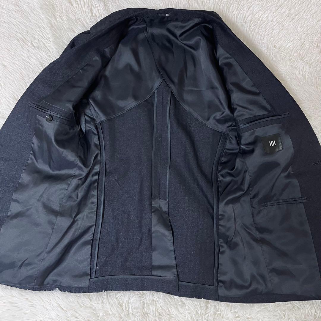 【美品】スーツセレクト 3ピース セットアップ Y4 濃紺 ヘリンボーン柄