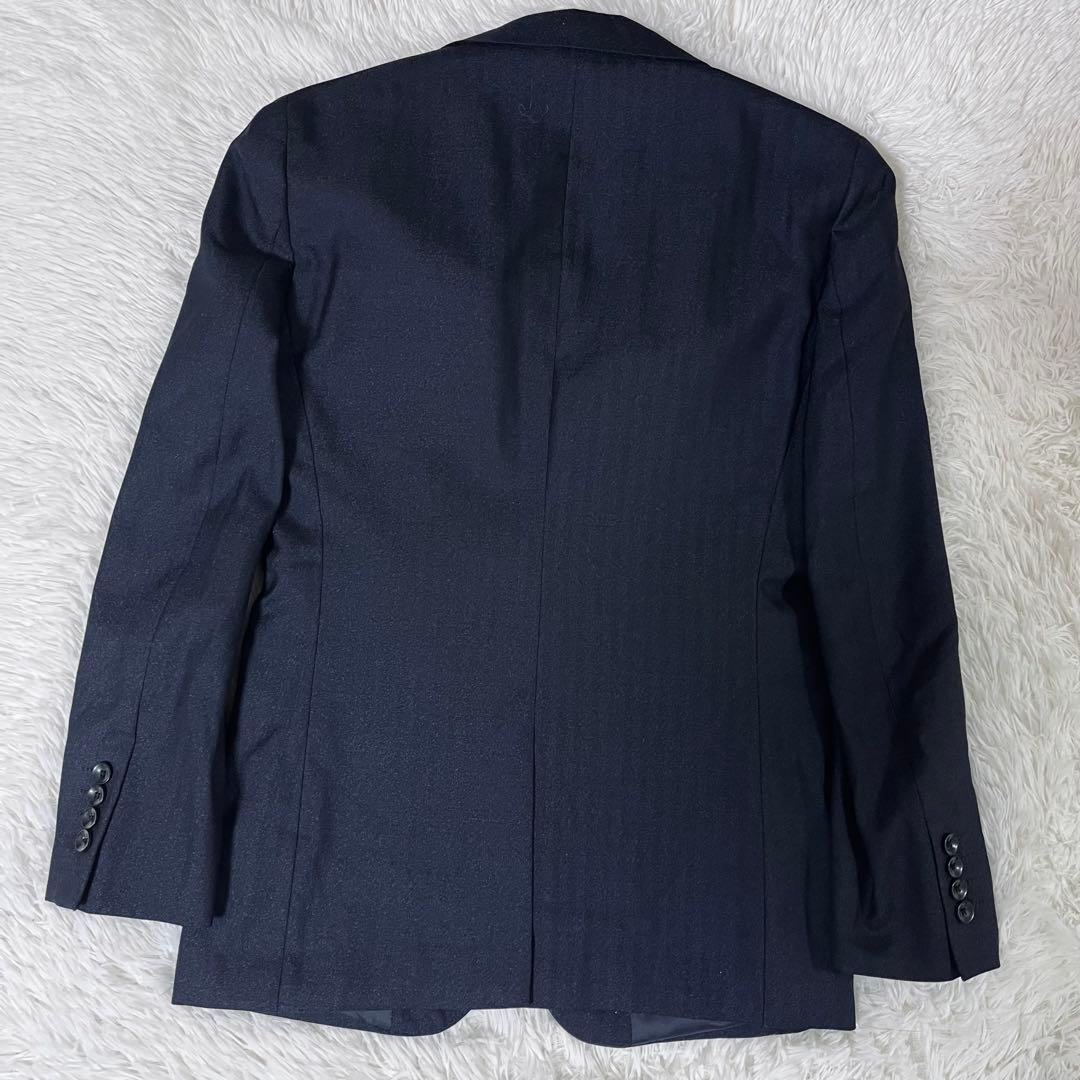 【美品】スーツセレクト 3ピース セットアップ Y4 濃紺 ヘリンボーン柄