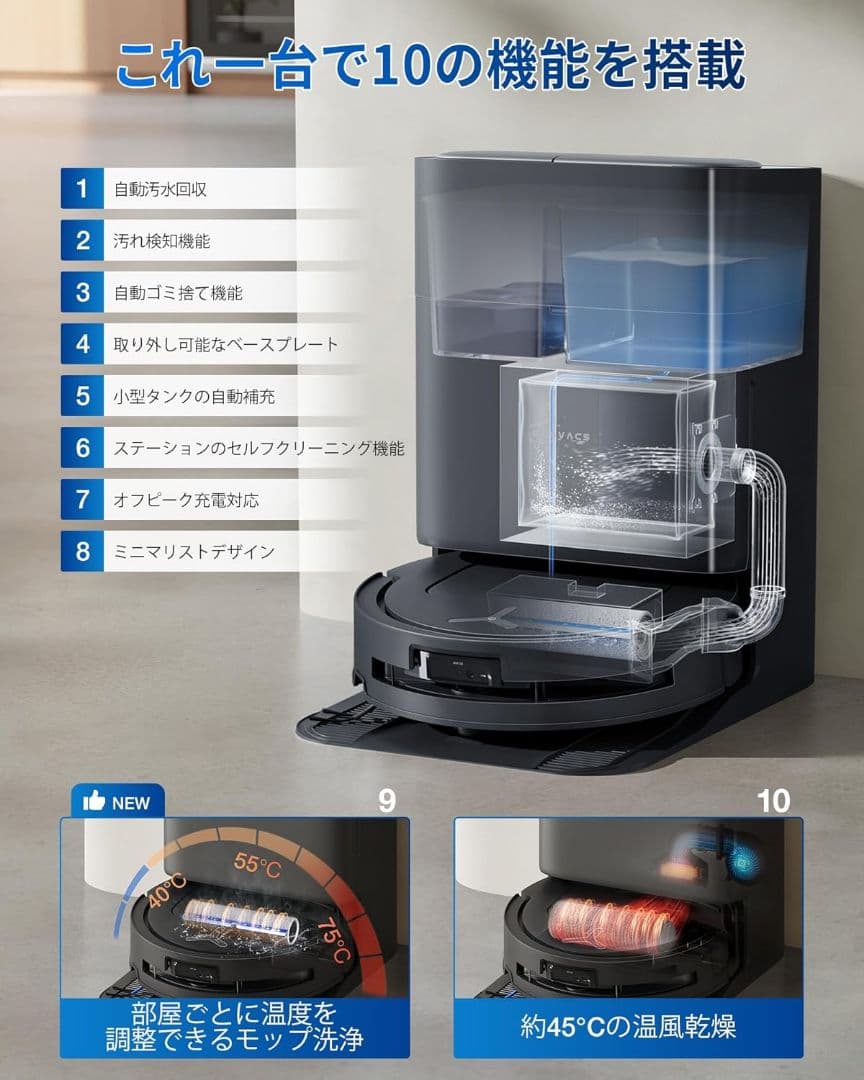 ECOVACS エコバックス DEEBOT T80 OMNI ロボット掃除機 黒