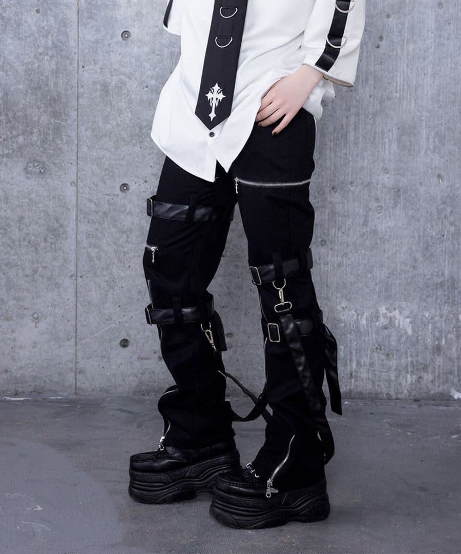 【hana】Amilige サスペンダーベルトZIPパンツ S