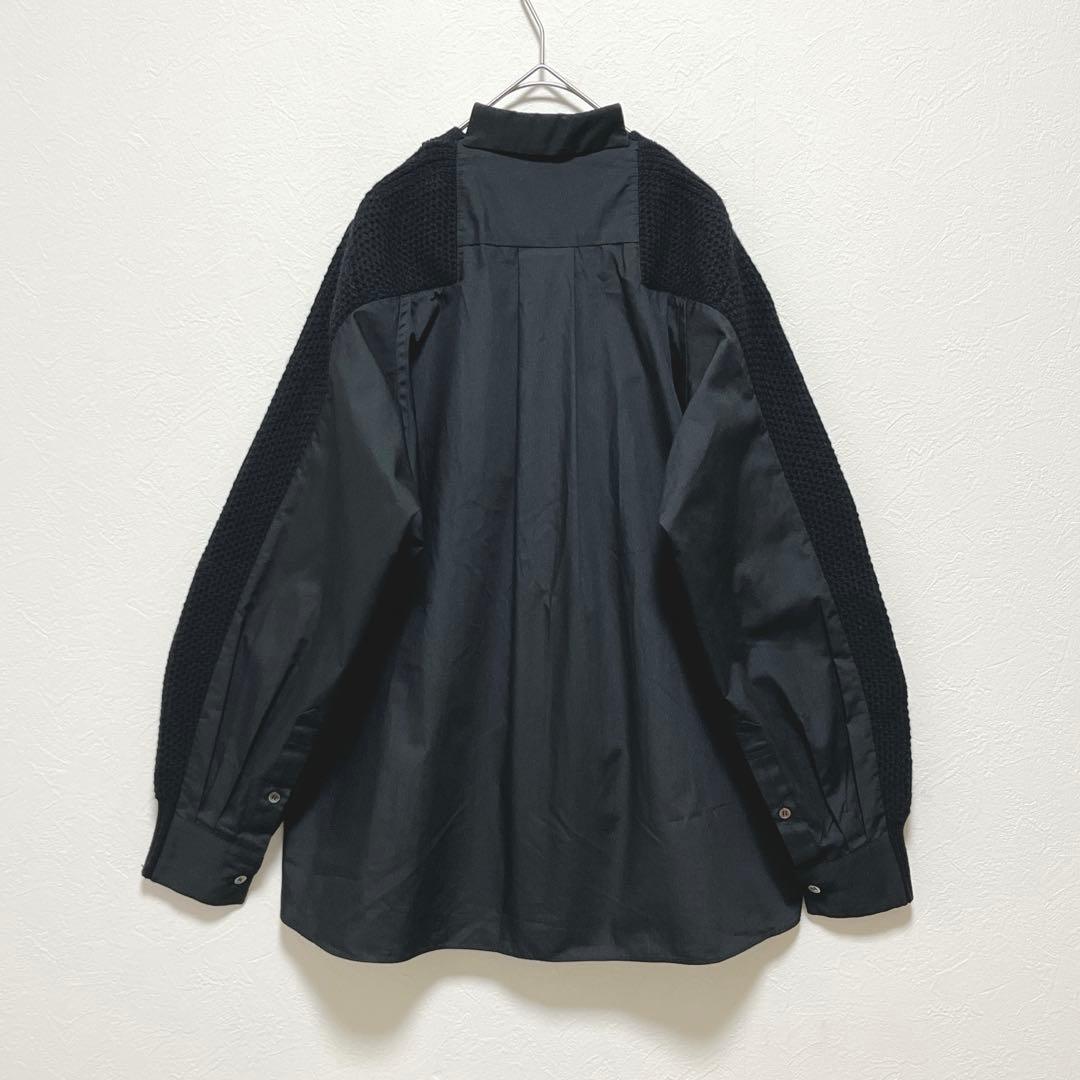 【sacai サカイ】異素材ドッキングカーディガン/良品/ハイブリッドデザイン