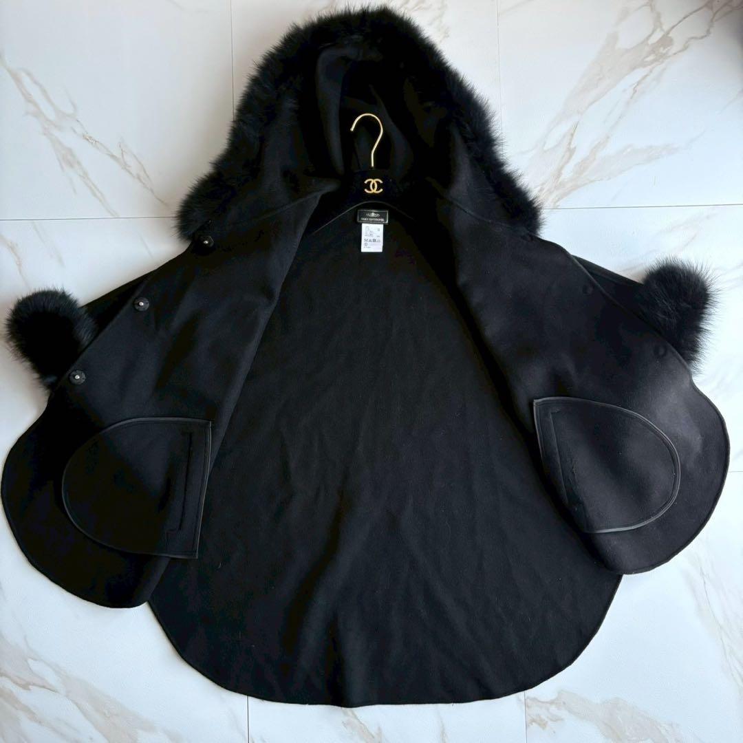 美品◆グレースコンチネンタル フォックスファー ポンチョ ケープ コート