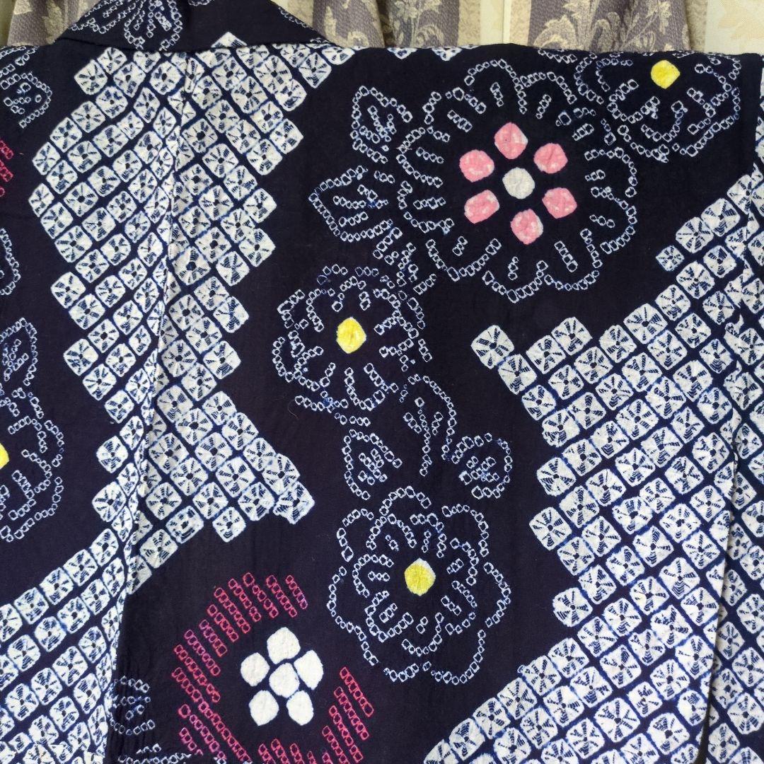 未使用に近　日本人の手縫い木綿　藍染　総絞り浴衣です。