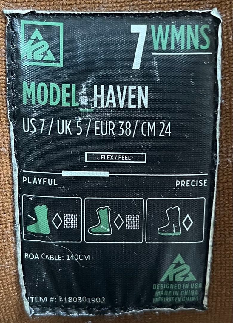 【即日発送】スノボブーツ　K2 ケーツー HAVEN ヘブン 24.0cm