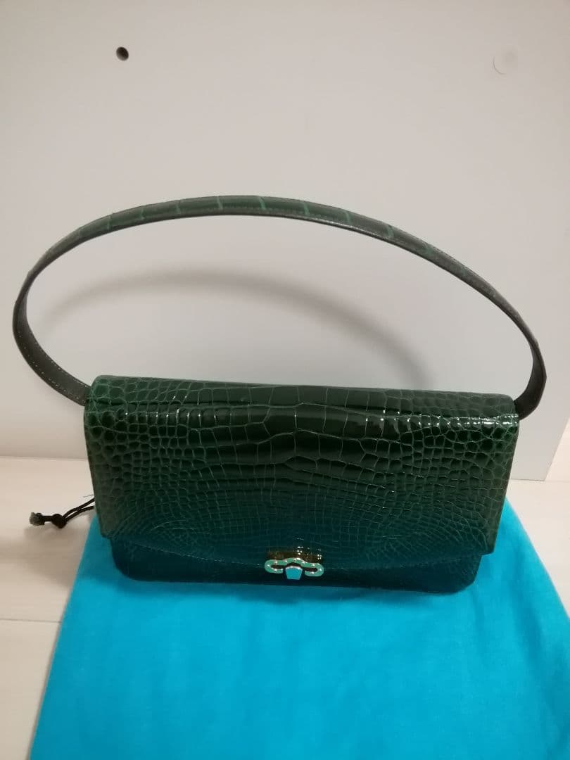 超美品　一回使用　Kaiyo　カイヨウ　クロコダイル　ハンドバッグ　グリーン