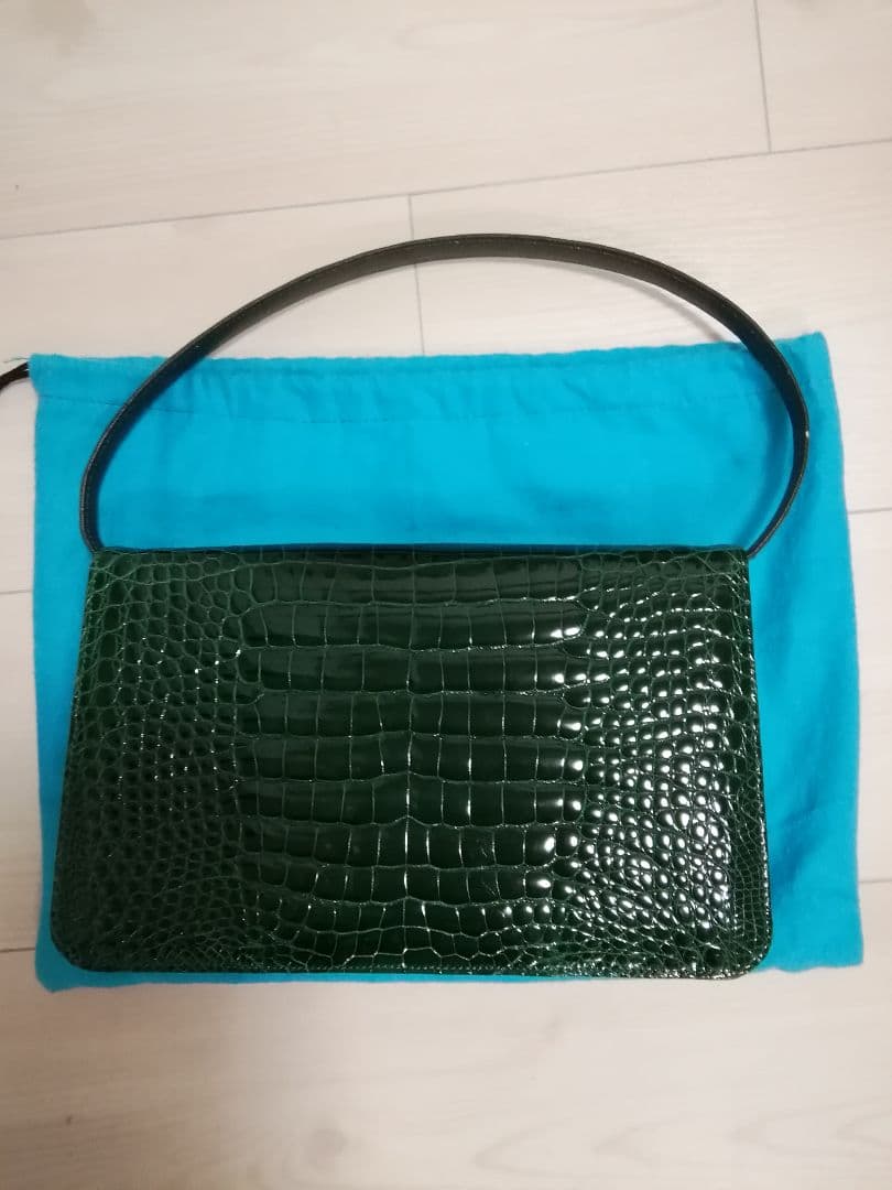 超美品　一回使用　Kaiyo　カイヨウ　クロコダイル　ハンドバッグ　グリーン
