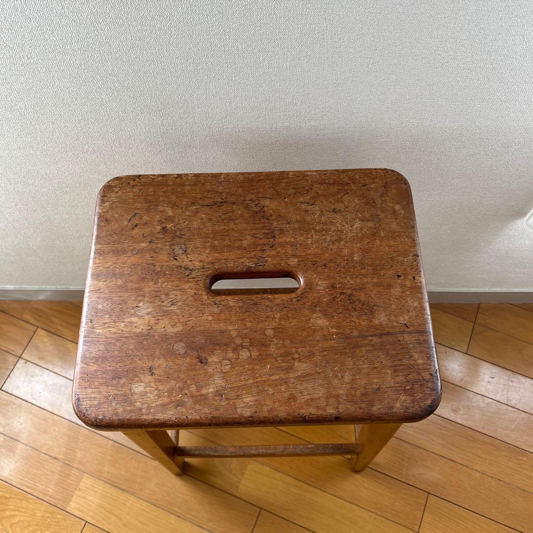アンティーク　木製スツール 持ち手穴付き