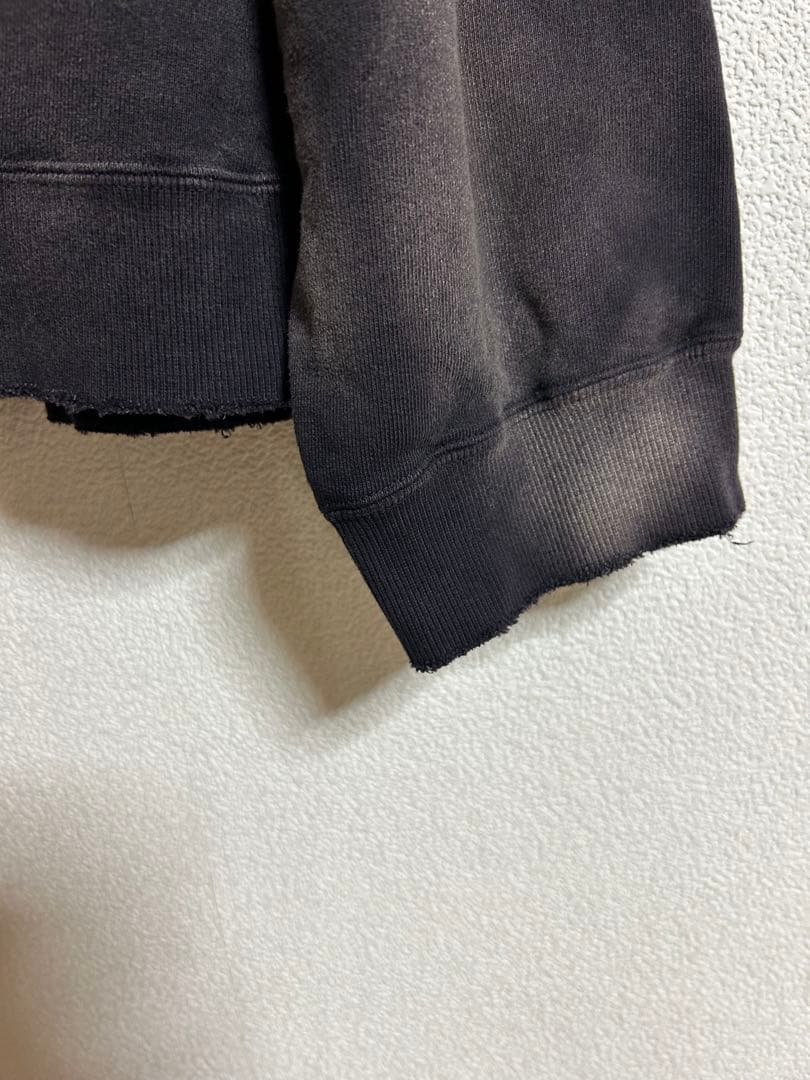 トップス ANCELLM UNEVENNESS SWEAT SHIRT BLACK