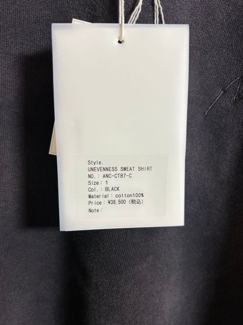 トップス ANCELLM UNEVENNESS SWEAT SHIRT BLACK