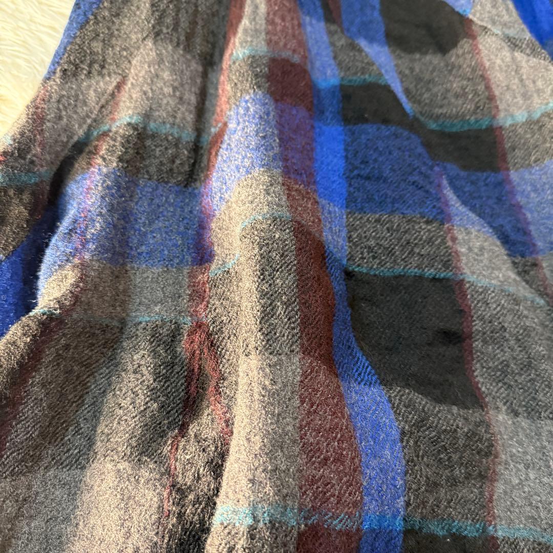 センソユニコ io comme ioチェックドレープネックフレアワンピ 38