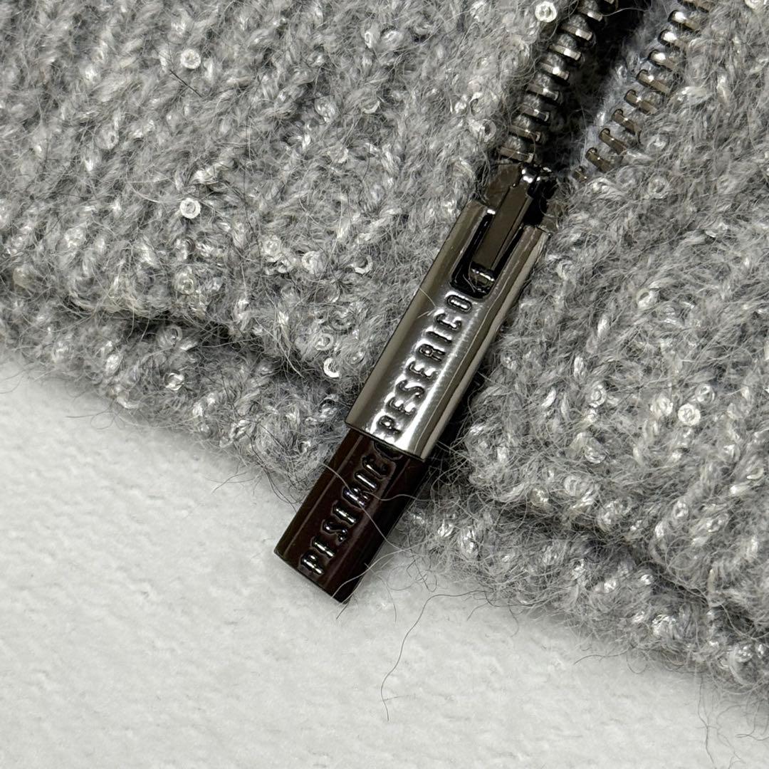 【PESERICO】現行定価16万　ジップベストニット　ラメ糸混　ケーブル　40