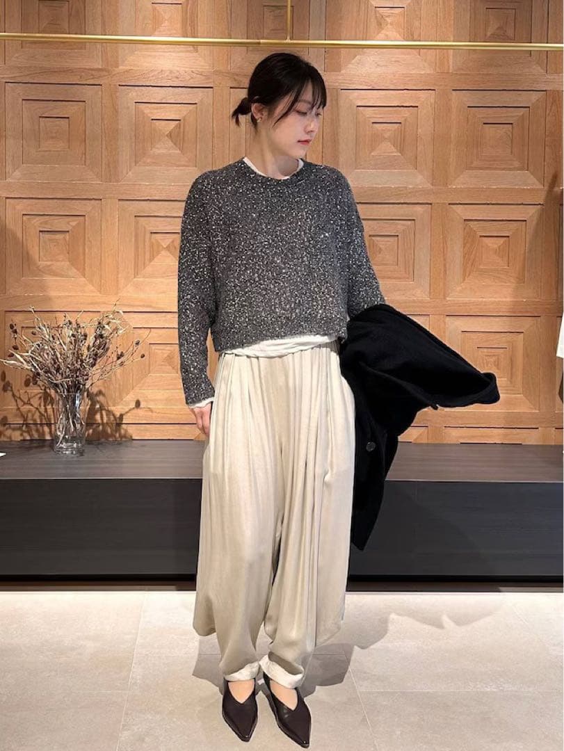 Curensology サテンタックパンツ　エクリュ　36 2025AW