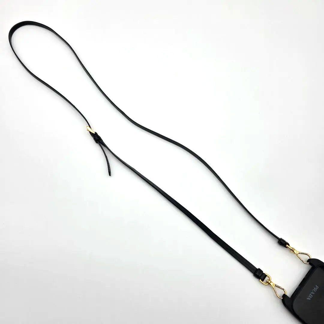 PRADA iphone14proケース ショルダー 三角ロゴ サフィアーノ 黒