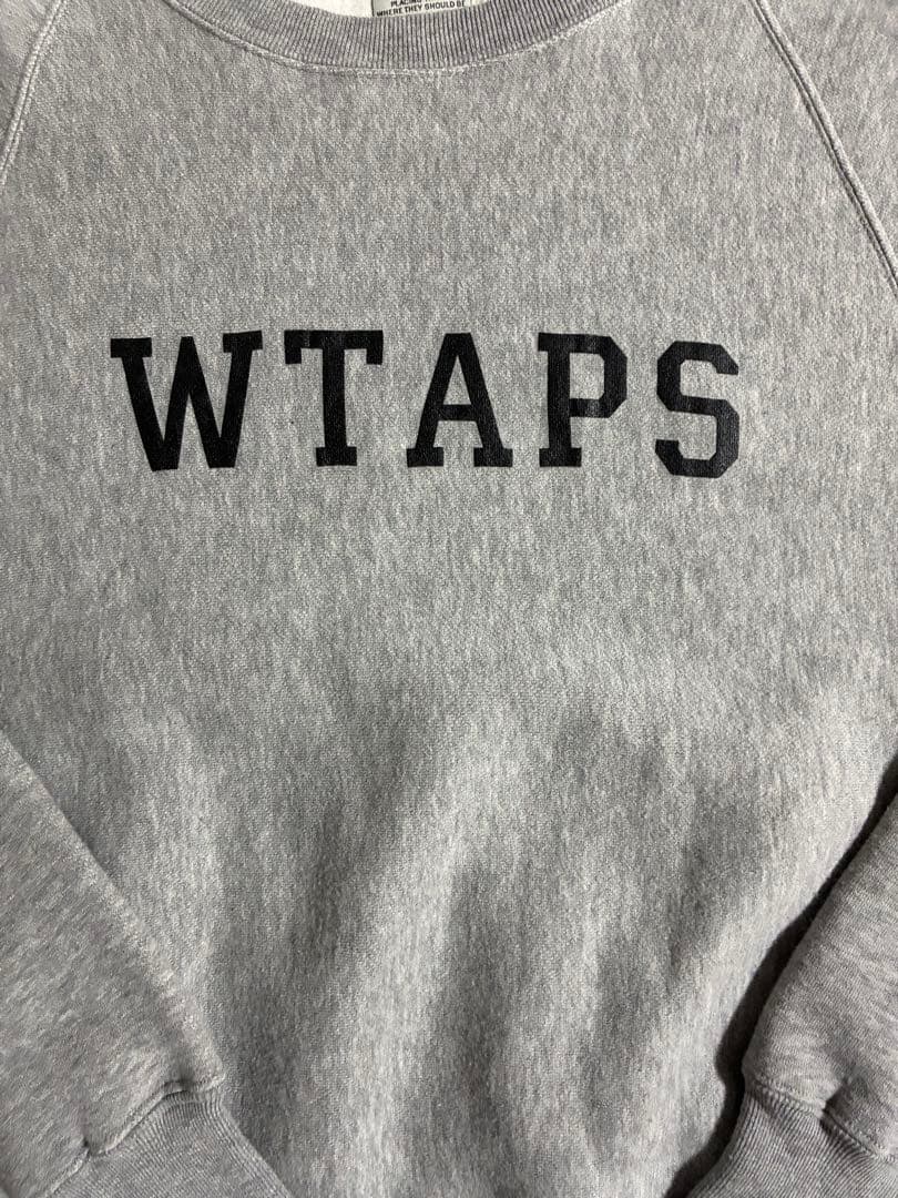 WTAPS ロゴプリント クルーネックトレーナー　スウェットグレー裏起毛
